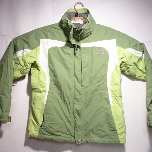 The North Face Hyvent Woman's Jacket Lime Green 2 in 1 System Ski Hiking Size L - Picture 1 of 10